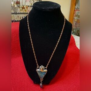 Witchy Blue and Gold Pendant Necklace